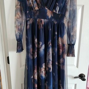 Baltic Born Navy and Pink Floral Long Sleeve Dress